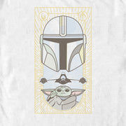 Men's Star Wars: The Mandalorian Grogu and Mando Faded Card  Adult T-Shirt