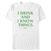 Men's Game of Thrones St. Patrick's Day I Drink and I Know Things White  Adult T-Shirt