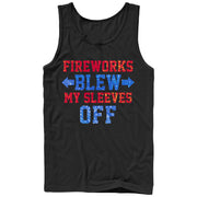 Men's CHIN UP 4th of July Fireworks Blew My Sleeves Off  Adult Tank Top