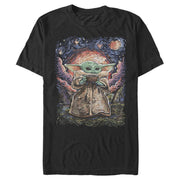 Men's Star Wars: The Mandalorian The Child Starry Night  Adult T-Shirt