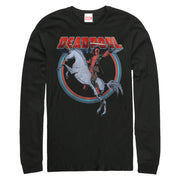 Men's Marvel Deadpool Rides Unicorn  Adult Long Sleeve Shirt