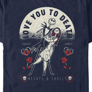 Men's The Nightmare Before Christmas Valentine's Day Jack and Sally Love You to Death  Adult T-Shirt