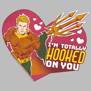 Men's Justice League Valentine's Day Aquaman I'm Totally Hooked on You  Adult T-Shirt