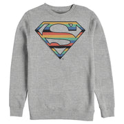 Men's Superman Logo Retro Stripe  Adult Sweatshirt