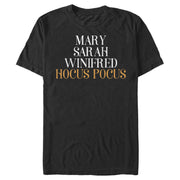 Men's Disney Hocus Pocus Sanderson Sister Names  Adult T-Shirt