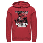 Men's Superman Grunge Earth's Hero  Adult Pull Over Hoodie