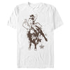 Men's Professional Bull Riders Ride the Line Sketch  Adult T-Shirt