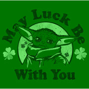 Men's Star Wars: The Mandalorian St. Patrick's Day Grogu May Luck be with You Distressed  Adult T-Shirt