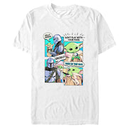 Men's Star Wars: The Mandalorian Grogu and Din Djarin Comic Strip  Adult T-Shirt