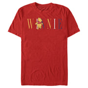 Men's Winnie the Pooh Yellow, White, and Blue Script  Adult T-Shirt