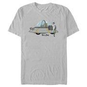 Men's Rick And Morty Cool Captain and His Spaceship  Adult T-Shirt