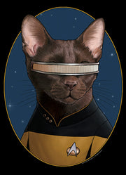 Men's Star Trek: The Next Generation Lieutenant Commander Geordi La Forge Cat  Adult T-Shirt