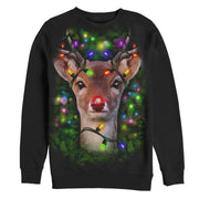 Men's Lost Gods Ugly Christmas Rudolph Lights  Adult Sweatshirt