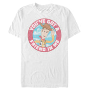 Men's Toy Story Friend in Me Woody Circle  Adult T-Shirt