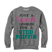 Women's CHIN UP Cupcake Looking for a Stud Muffin  Adult Sweatshirt