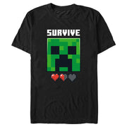 Men's Minecraft Creeper Survive Hearts  Adult T-Shirt