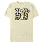 Men's MTV Floral Print Logo  Adult T-Shirt