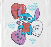 Men's Lilo & Stitch Hearts and Pizza  Adult T-Shirt