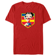 Men's Betty Boop Spain Blue Soccer Badge  Adult T-Shirt