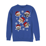 Men's Lost Gods Ugly Christmas Cat Snowflakes  Adult Sweatshirt