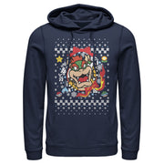 Men's Nintendo Christmas Bowser Wreath  Adult Pull Over Hoodie