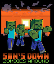 Men's Minecraft Sun's Down Zombies Around  Adult T-Shirt