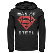 Men's Superman Man of Steel Beveled Logo  Adult Pull Over Hoodie