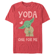 Men's Star Wars Valentine's Day Yoda One for Me Simple  Adult T-Shirt