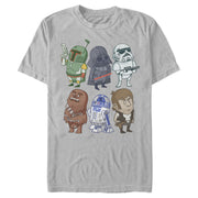 Men's Star Wars Doodle Character Grid  Adult T-Shirt