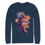 Men's Marvel Captain Marvel Retro Video Game Star  Adult Long Sleeve Shirt