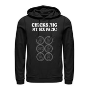 Men's CHIN UP Chicks Dig My Six Pack  Adult Pull Over Hoodie