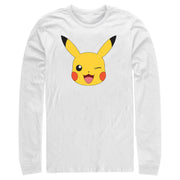 Men's Pokemon Pikachu Wink Face  Adult Long Sleeve Shirt