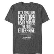 Men's Star Trek: The Next Generation Let's Make Sure History Never Forgets Enterprise  Adult T-Shirt