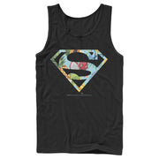 Men's Superman Tropical Shield Logo  Adult Tank Top