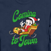 Men's Betty Boop Christmas Coming to Town Pudgy  Adult Sweatshirt