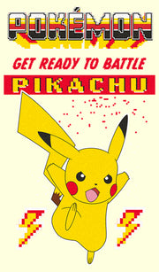 Men's Pokemon Get Ready to Battle Pikachu Retro  Adult T-Shirt