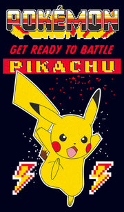 Men's Pokemon Get Ready to Battle Pikachu Retro  Adult T-Shirt