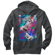 Men's Lost Gods Shark Kitten Space Attack  Adult Pull Over Hoodie