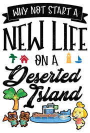 Men's Nintendo New Life on Deserted Island  Adult Baseball Tee