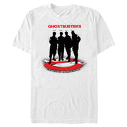 Men's Ghostbusters Black Silhouettes Standing On Logo  Adult T-Shirt