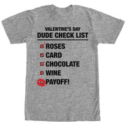 Men's Lost Gods Valentine's Day Dude Checklist  Adult T-Shirt