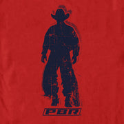 Men's Professional Bull Riders Distressed Cowboy Silhouette  Adult T-Shirt