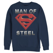 Men's Superman Man of Steel Beveled Logo  Adult Sweatshirt