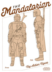 Men's Star Wars: The Mandalorian Toy Action Figure  Adult Baseball Tee