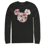 Men's Mickey & Friends Pink Floral Mickey Mouse Logo  Adult Long Sleeve Shirt