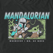 Men's Star Wars: The Mandalorian Retro Cartoon Ball Chase  Adult T-Shirt