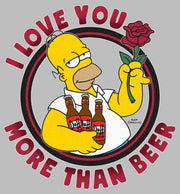 Men's The Simpsons Valentine's Day Homer I Love You More Than Beer  Adult T-Shirt