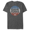 Men's Ferris Bueller's Day Off Warning Save Campaign Button  Adult T-Shirt