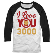 Men's Marvel Iron Man Love 3000  Adult Baseball Tee