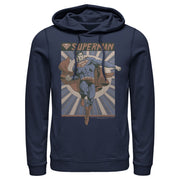 Men's Superman Classic Hero Pose  Adult Pull Over Hoodie